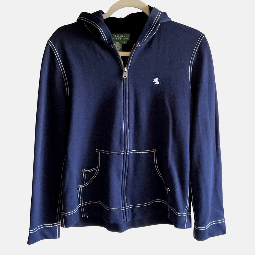 Ralph Lauren Polo jacket navy full zip Y2K retro resort coastal chic preppy M